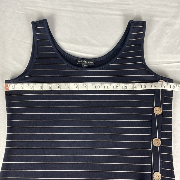 Tribal Femme Navy Blue and Tan Striped Maxi Dress - Picture 7 of 9